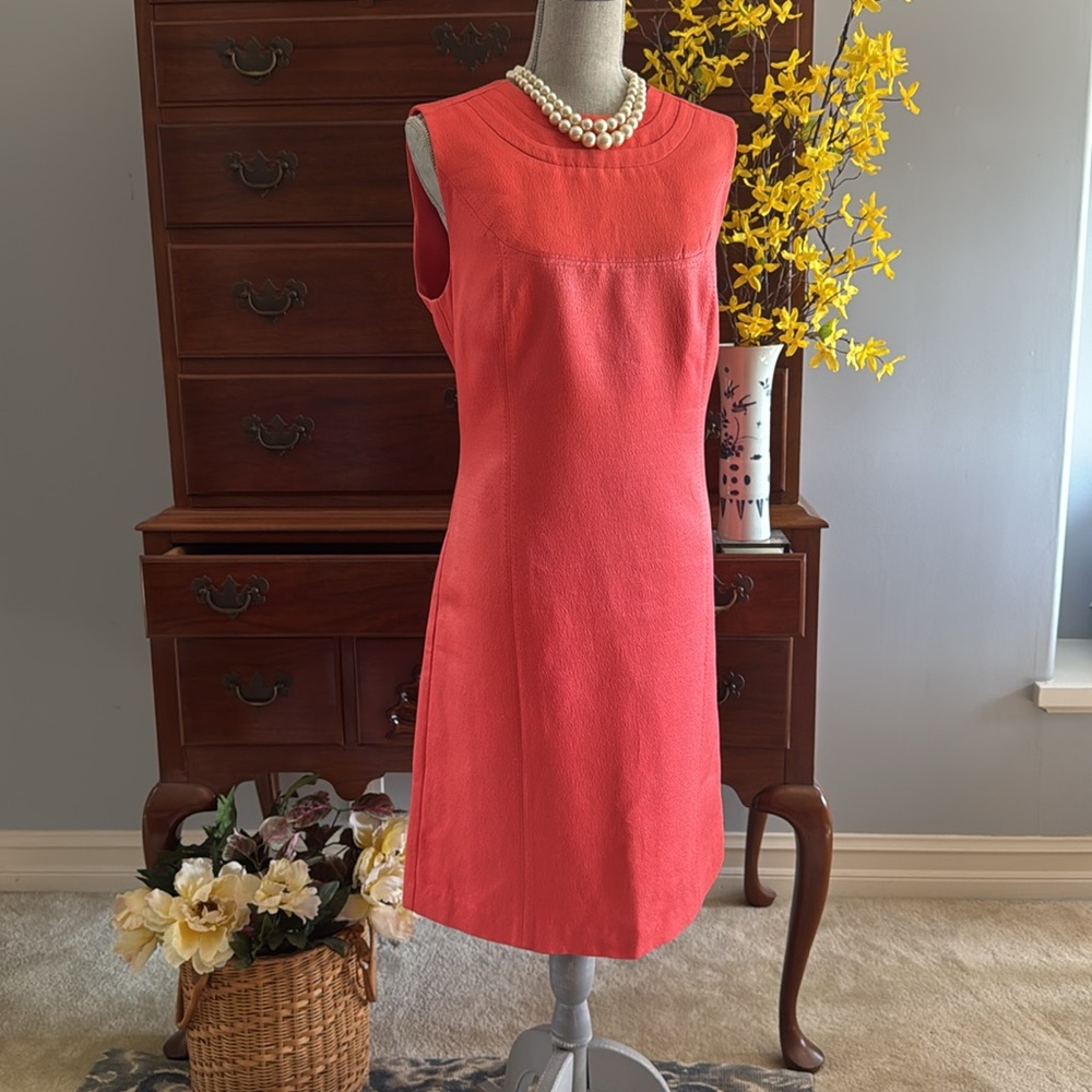 Tory Burch Coral Sleeveless Shift Dress Size 12 - Picture 13 of 13